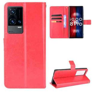 For vivo iQOO 8 Pro Crazy Horse Texture Horizontal Flip Phone Leather Case with Holder & Card Slots & Lanyard(Red)