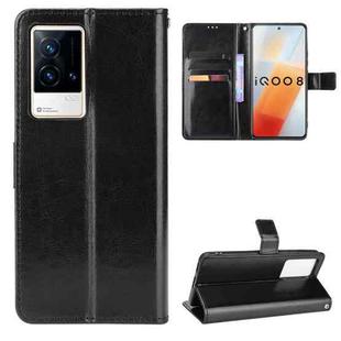 For vivo iQOO 8 Crazy Horse Texture Horizontal Flip Phone Leather Case with Holder & Card Slots & Lanyard(Black)