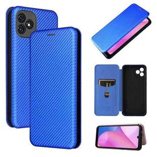 For Blackview Oscal C20 Carbon Fiber Texture Horizontal Flip Leather Phone Case with Card Slot(Blue)