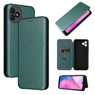 For Blackview Oscal C20 Carbon Fiber Texture Horizontal Flip Leather Phone Case with Card Slot(Green)