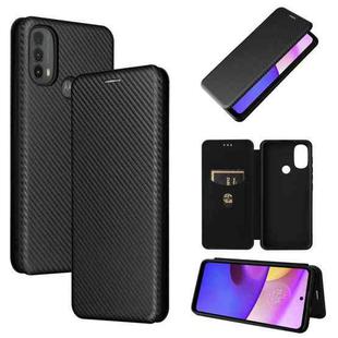 For Motorola Moto E20 / E30 / E40 Carbon Fiber Texture Horizontal Flip Leather Phone Case with Card Slot(Black)