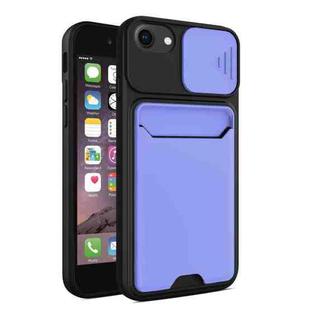 Sliding Camera Cover Design TPU + PC Shockproof Phone Case with Card Slot For iPhone 6 Plus(Lilac Purple)