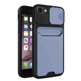 Sliding Camera Cover Design TPU + PC Shockproof Phone Case with Card Slot For iPhone 8 / 7(Lavender Grey)