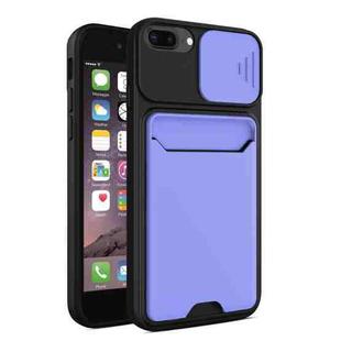 Sliding Camera Cover Design TPU + PC Shockproof Phone Case with Card Slot For iPhone 8 Plus / 7 Plus(Lilac Purple)