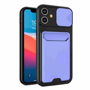 Sliding Camera Cover Design TPU + PC Shockproof Phone Case with Card Slot For iPhone 11(Lilac Purple)