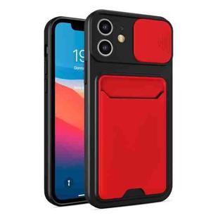 Sliding Camera Cover Design TPU + PC Shockproof Phone Case with Card Slot For iPhone 11(Red)