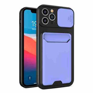Sliding Camera Cover Design TPU + PC Shockproof Phone Case with Card Slot For iPhone 11 Pro(Lilac Purple)