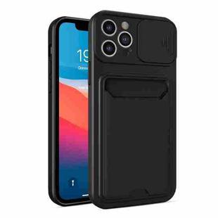 Sliding Camera Cover Design TPU + PC Shockproof Phone Case with Card Slot For iPhone 11 Pro Max(Black)