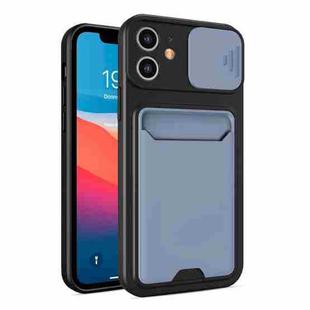 Sliding Camera Cover Design TPU + PC Shockproof Phone Case with Card Slot For iPhone 12(Lavender Grey)
