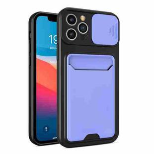 Sliding Camera Cover Design TPU + PC Shockproof Phone Case with Card Slot For iPhone 12 Pro(Lilac Purple)