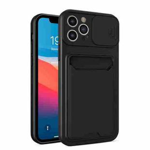 Sliding Camera Cover Design TPU + PC Shockproof Phone Case with Card Slot For iPhone 12 Pro(Black)