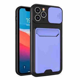 Sliding Camera Cover Design TPU + PC Shockproof Phone Case with Card Slot For iPhone 12 Pro Max(Lilac Purple)