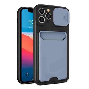 Sliding Camera Cover Design TPU + PC Shockproof Phone Case with Card Slot For iPhone 13 Pro(Lavender Grey)