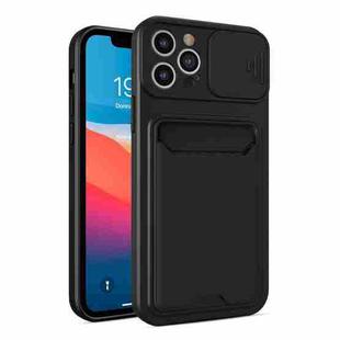 Sliding Camera Cover Design TPU + PC Shockproof Phone Case with Card Slot For iPhone 13 Pro(Black)