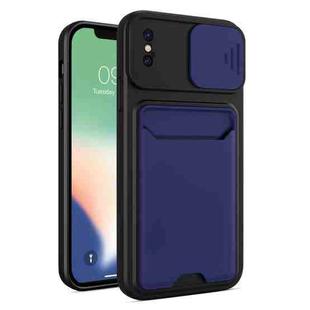 Sliding Camera Cover Design TPU + PC Shockproof Phone Case with Card Slot For iPhone XS Max(Royal Blue)