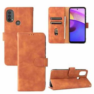 For Motorola Moto E20 / E30 / E40 Skin Feel Magnetic Horizontal Flip Phone Leather Case with Holder & Card Slots & Wallet(Brown)