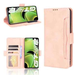For OPPO Realme GT Neo2 Skin Feel Calf Pattern Horizontal Flip Leather Phone Case with Holder & Card Slots & Photo Frame(Pink)