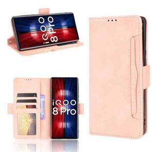 For vivo iQOO 8 Pro Skin Feel Calf Pattern Horizontal Flip Leather Phone Case with Holder & Card Slots & Photo Frame(Pink)