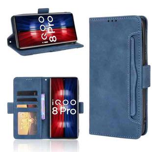 For vivo iQOO 8 Pro Skin Feel Calf Pattern Horizontal Flip Leather Phone Case with Holder & Card Slots & Photo Frame(Blue)