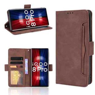For vivo iQOO 8 Pro Skin Feel Calf Pattern Horizontal Flip Leather Phone Case with Holder & Card Slots & Photo Frame(Brown)