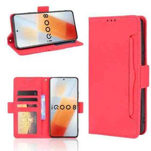 For vivo iQOO 8 Skin Feel Calf Pattern Horizontal Flip Leather Phone Case with Holder & Card Slots & Photo Frame(Red)