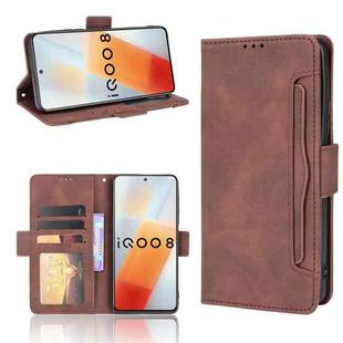 For vivo iQOO 8 Skin Feel Calf Pattern Horizontal Flip Leather Phone Case with Holder & Card Slots & Photo Frame(Brown)
