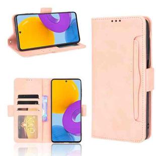 For Samsung Galaxy M52 5G Skin Feel Calf Pattern Horizontal Flip Leather Phone Case with Holder & Card Slots & Photo Frame(Pink)