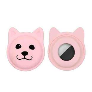 Serious Face Cute Cartoon Pet Collar Anti-lost Tracker Silicone Case For AirTag(Pink)