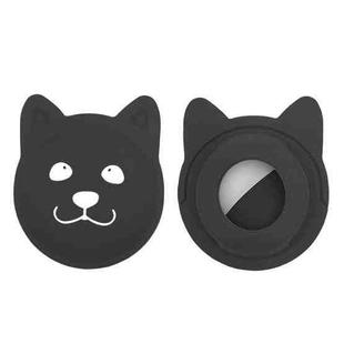 Serious Face Cute Cartoon Pet Collar Anti-lost Tracker Silicone Case For AirTag(Black)