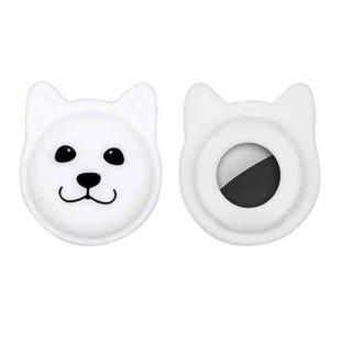 Serious Face Cute Cartoon Pet Collar Anti-lost Tracker Silicone Case For AirTag(White)