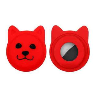 Serious Face Cute Cartoon Pet Collar Anti-lost Tracker Silicone Case For AirTag(Red)