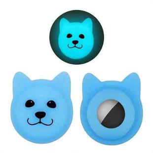 Serious Face Cute Cartoon Pet Collar Anti-lost Tracker Silicone Case For AirTag(Fluorescent Blue)