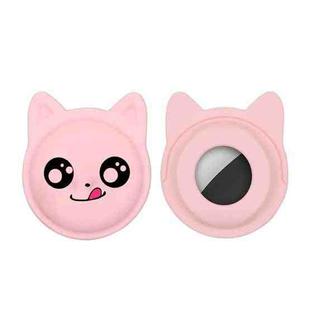 Naughty Smiley Cute Cartoon Pet Collar Anti-lost Tracker Silicone Case For AirTag(Pink)