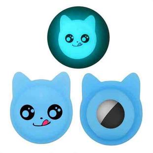 Naughty Smiley Cute Cartoon Pet Collar Anti-lost Tracker Silicone Case For AirTag(Fluorescent Blue)