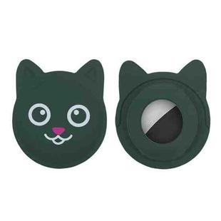 Hanhan Smiley Cute Cartoon Pet Collar Anti-lost Tracker Silicone Case For AirTag(Dark Green)