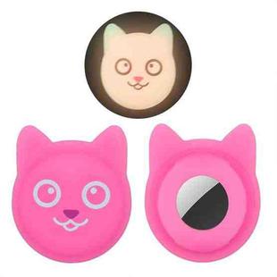 Hanhan Smiley Cute Cartoon Pet Collar Anti-lost Tracker Silicone Case For AirTag(Fluorescent Pink)