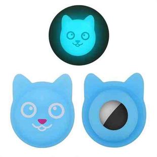 Hanhan Smiley Cute Cartoon Pet Collar Anti-lost Tracker Silicone Case For AirTag(Fluorescent Blue)