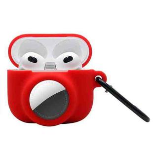 2 in 1 Shockproof Full Coverage Silicone Protective Case For AirPods 3 / AirTag(Red)