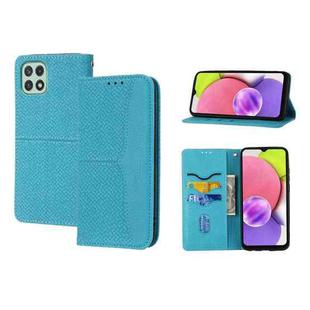 For Samsung Galaxy A03 International Version Woven Texture Stitching Magnetic Horizontal Flip PU Leather Phone Case(Blue)