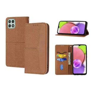 For Samsung Galaxy A03 EU Version Woven Texture Stitching Magnetic Horizontal Flip PU Leather Phone Case(Brown)