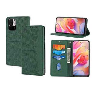 For Xiaomi Redmi Note 11 Woven Texture Stitching Magnetic Horizontal Flip PU Leather Phone Case(Green)