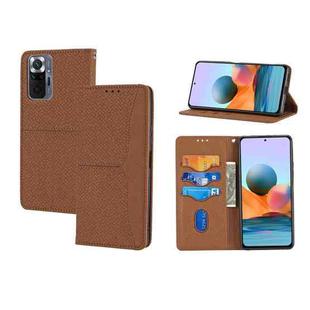 For Xiaomi Redmi Note 11 Pro Woven Texture Stitching Magnetic Horizontal Flip PU Leather Phone Case(Brown)