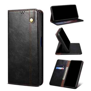 For Google Pixel 6 Pro Simple Wax Crazy Horse Texture Leather Phone Case with Card Slots & Wallet(Black)