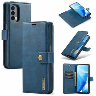 For OnePlus Nord 2 5G DG.MING Crazy Horse Texture Flip Detachable Magnetic Leather Case with Holder & Card Slots & Wallet(Blue)