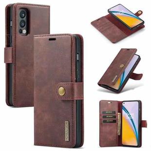 For OnePlus Nord N200 5G DG.MING Crazy Horse Texture Flip Detachable Magnetic Leather Case with Holder & Card Slots & Wallet(Red)