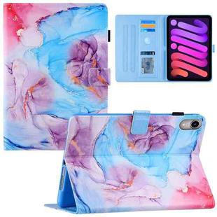 For iPad mini 6 Silk Texture Horizontal Flip Tablet Leather Case with Holder & Card Slot & Sleep / Wake-up Function(Milky Way Marble Blue)