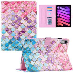 For iPad mini 6 Silk Texture Horizontal Flip Tablet Leather Case with Holder & Card Slot & Sleep / Wake-up Function(Colorful Scales)