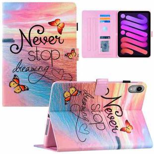 For iPad mini 6 Silk Texture Horizontal Flip Tablet Leather Case with Holder & Card Slot & Sleep / Wake-up Function(Dream Chasing Butterfly)