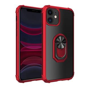 For iPhone 11 Shockproof Transparent TPU + Acrylic Protective Case with Ring Holder(Red)