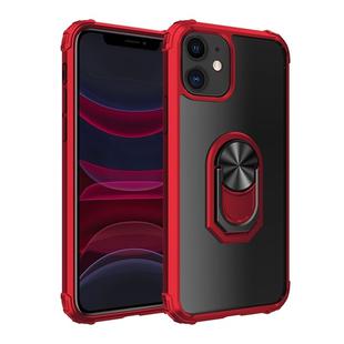 For iPhone 11Pro Shockproof Transparent TPU + Acrylic Protective Case with Ring Holder(Red)